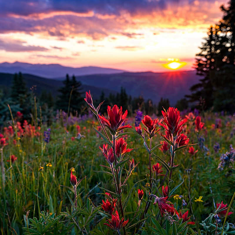 Meadows scenic landscape during sunset
