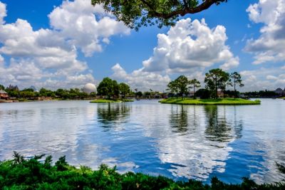 Epcot lakeside in Orlando Florida during summer