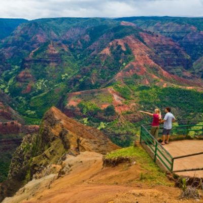 Couple on the look-out at Waimea Canyon