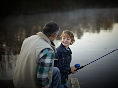 Father and son fishing at Natural Wonders
