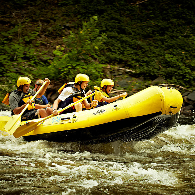 People white water rafting in Smoky Mountains