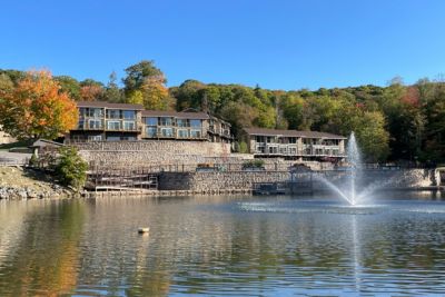 Blue Ridge Village exterior lake view during fall