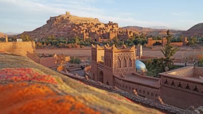 africa morocco ait benhaddou kasbah berber atlas mountains sunset