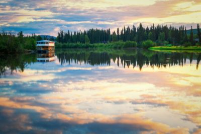 alaska bay of river chena fairbanks sunset