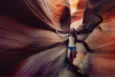 arizona woman inside lower antelope canyon