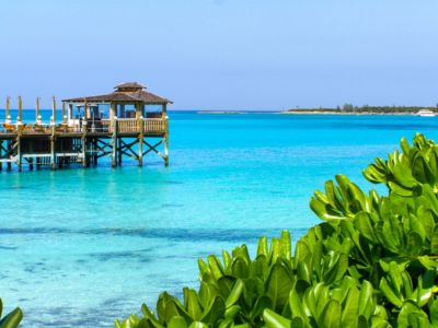 bahamas nassau cable beach pier turquoise water 