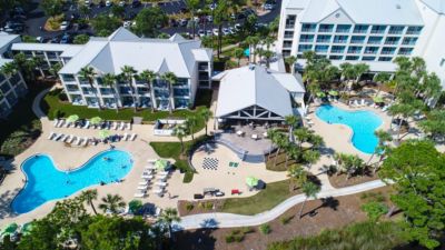 Bayside Resort and Spa exterior pool deck aerial view
