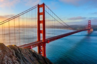 california san franciso bay area golden gate bridge sunrise