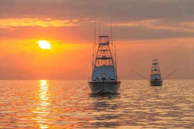 fishing gameboats on anchor sunrise