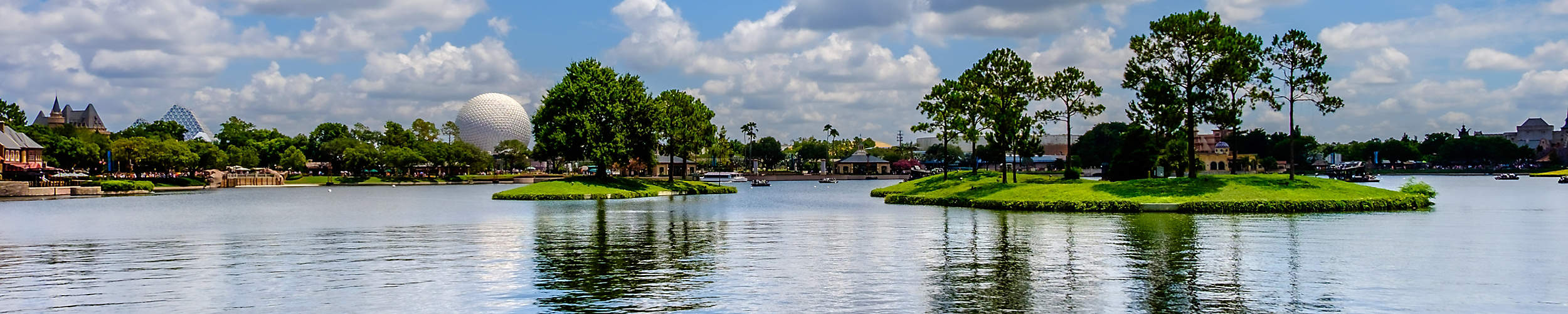 Epcot lakeside in Orlando Florida during summer