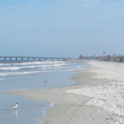 beach and bridge at Anastasia State Park