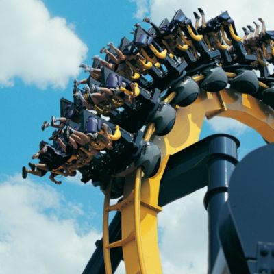 People upside down on Roller coaster at Six Flags Over Georgia
