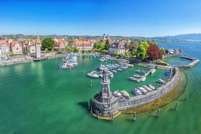 germany lindau harbor lake constance statue of lion
