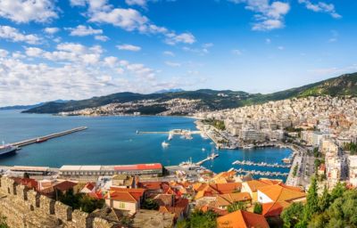 greece city of kavala aerial view