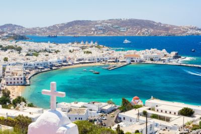 greece mykonos island aerial view