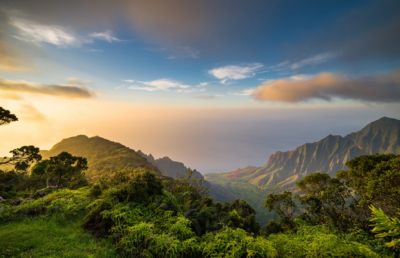 Hawaii Kapaa Sunset Over Kalalau Valley