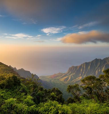 Hawaii Kapaa Sunset Over Kalalau Valley