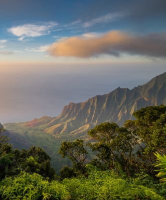 Hawaii Kapaa Sunset Over Kalalau Valley