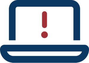 icon laptop outlined exclamation point red dark mode