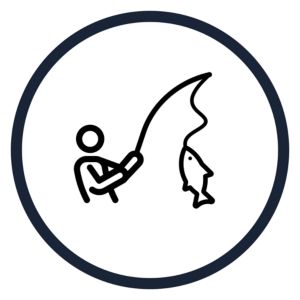 icon person caught fish circle dark-mode