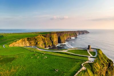 ireland county clare wild atlantic famous cliffs of moher aerial view