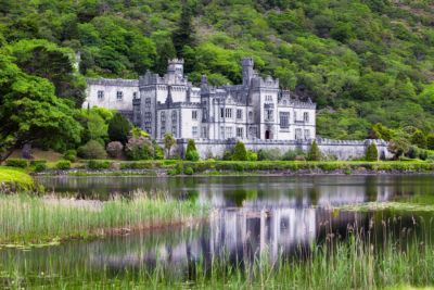 ireland kylemore abbey water reflection