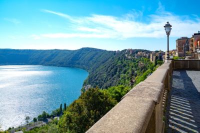 italy castelgandolfo village overlooking volcanic albano lake