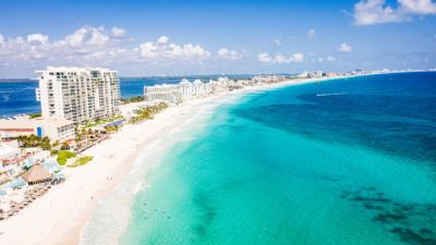 mexico cancun aerial view tropical caribbean beach