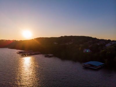 missouri branson table rock lake shoreline ariel view sunset