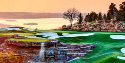 Johnny Morris' Top of the Rock golf course at sunset