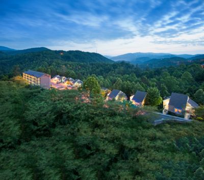 Mountain Loft exterior at dusk