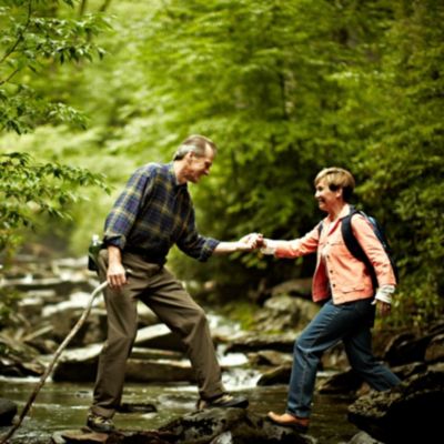 Couple hiking in the Smoky Mountains