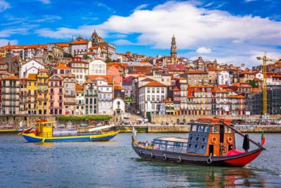 
portugal porto old town skyline across from douro river