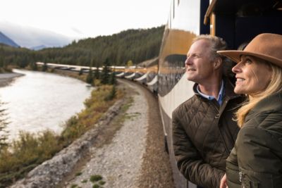 rocky mountaineer goldleaf service couple onboard outdoor view
