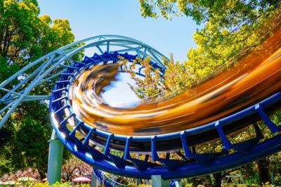 rollercoaster at amusement park