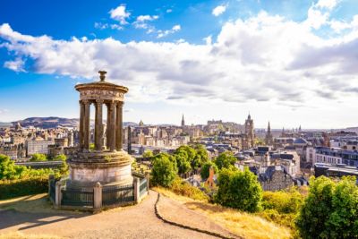 scotland edinburgh aerial skyline from calton hill capital city