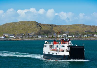 scotland ferry boat from isle of iona to isle of mull blue waters 