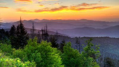Scenic Smoky Mountains at sunrise