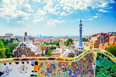 spain barcelona park guell aerial view clouds