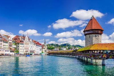 switzerland lucerne chapel bridge water tower reuss river