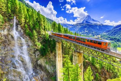 switzerland zermatt gornergrat tourist train waterfall bride matterhorn