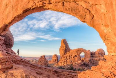 utah arches national park north window arch with turret arch in background