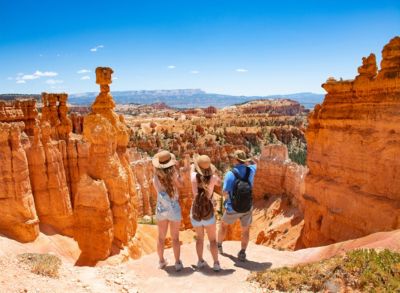 utah bryce canyon national park family standing next to thors hammer