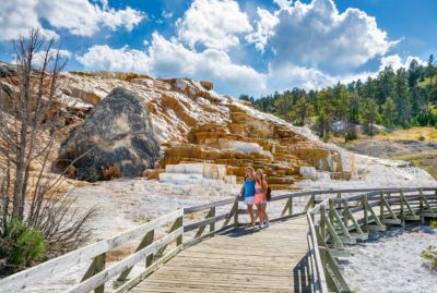 wyoming yellowstone national park mother daughter devils thumb mammoth hot springs
